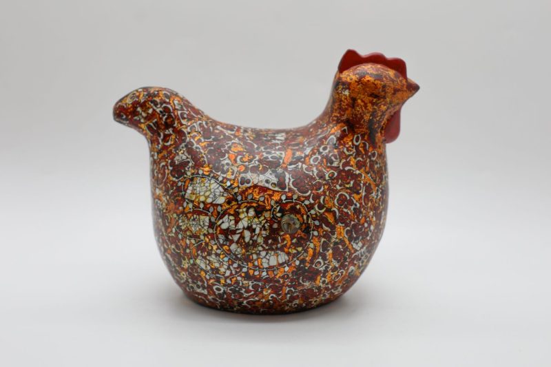 Golden Hen VIII - Vietnamese Lacquer Artwork by Artist Nguyen Tan Phat