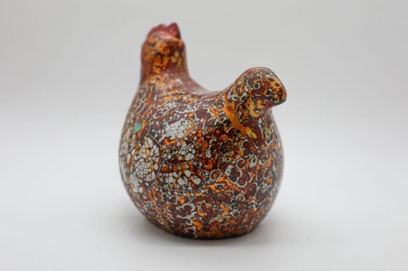 Golden Hen VIII - Vietnamese Lacquer Artwork by Artist Nguyen Tan Phat