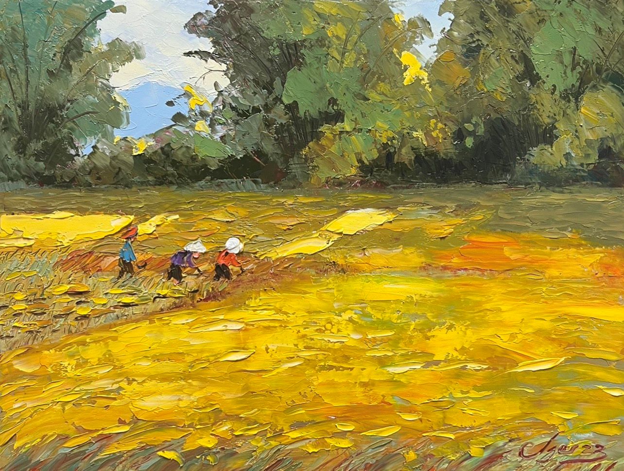Golden Season II - Vietnamese Oil Painting by Artist Dang Dinh Ngo