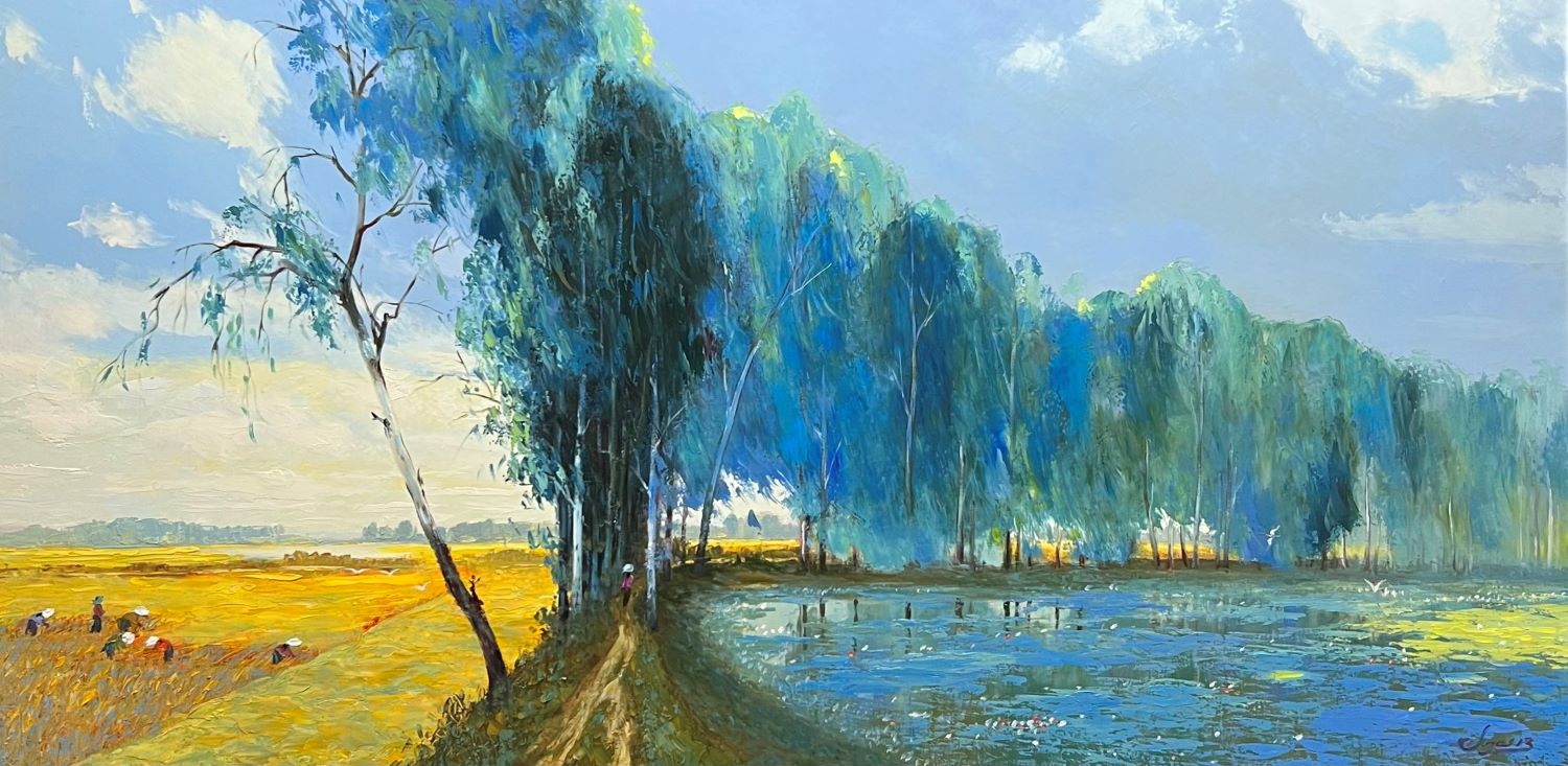 Golden Season II - Vietnamese Oil Painting by Artist Dang Dinh Ngo