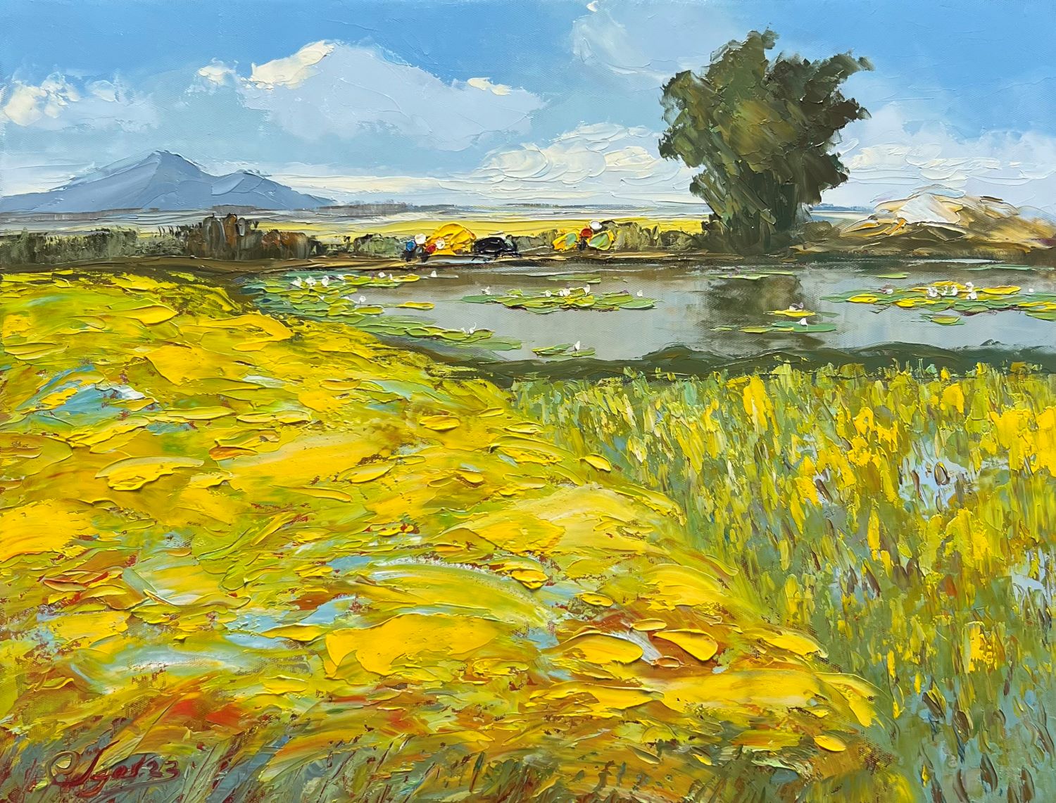 Golden Season IV - Vietnamese Oil Painting by Artist Dang Dinh Ngo
