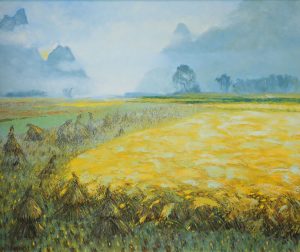 Golden Season in Cao Bang - Vietnamese Oil Painting by Artist Dang Dinh Ngo