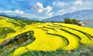 Golden Season in Northwest - Vietnamese Oil Painting by Artist Tran Nam
