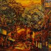 Golden Sunlight on Street VI - Vietnamese Lacquer Painting by Artist Giap Van Tuan