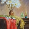 Graceful Jade Lotus Vietnamese Watercolour Painting By Artist Nguyen Lam
