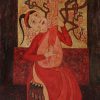 Graceful Lady I - Vietnamese Lacquer Painting by Artist Ngo Ba Cong