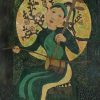 Graceful Lady III - Vietnamese Lacquer Painting by Artist Ngo Ba Cong