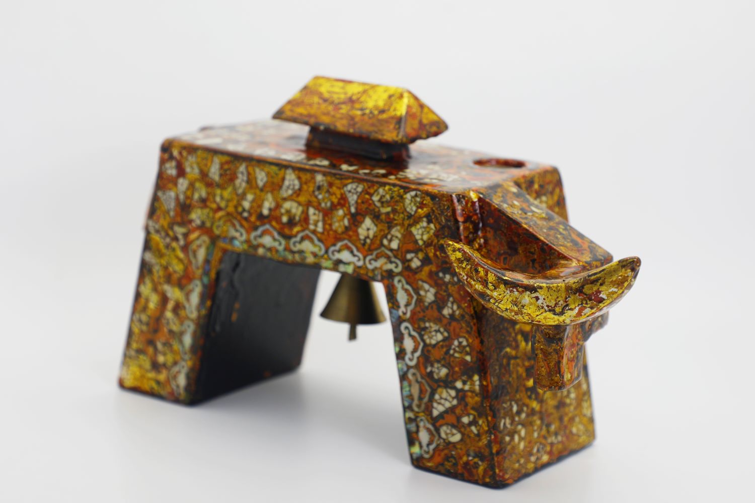 Great Gate-shaped Buffalo IX - Vietnamese Lacquer Artworks by Artist Nguyen Tan Phat