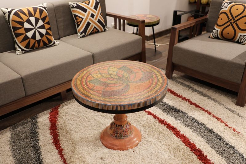 Great Lotus Colored-Pencil Coffee Table - Nguyen Art Gallery