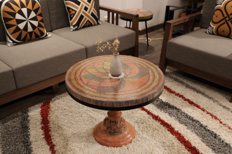 Great Lotus Colored-Pencil Coffee Table - Nguyen Art Gallery