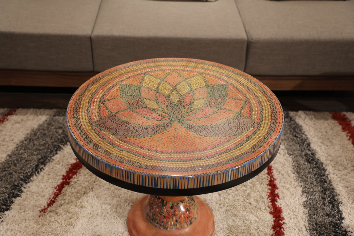 Great Lotus Colored-Pencil Coffee Table - Nguyen Art Gallery