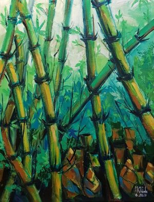 Green Dawn - Vietnamese Oil Painting by Artist Minh Chinh