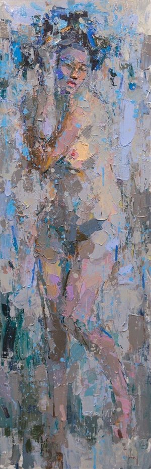Grey Nude II - Vietnamese Oil Painting by Artist Danh Cuong
