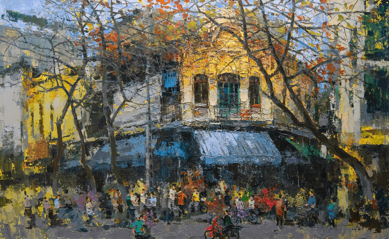 Autumn in Hanoi - Vietnamese Oil Painting by Artist Pham Hoang Minh