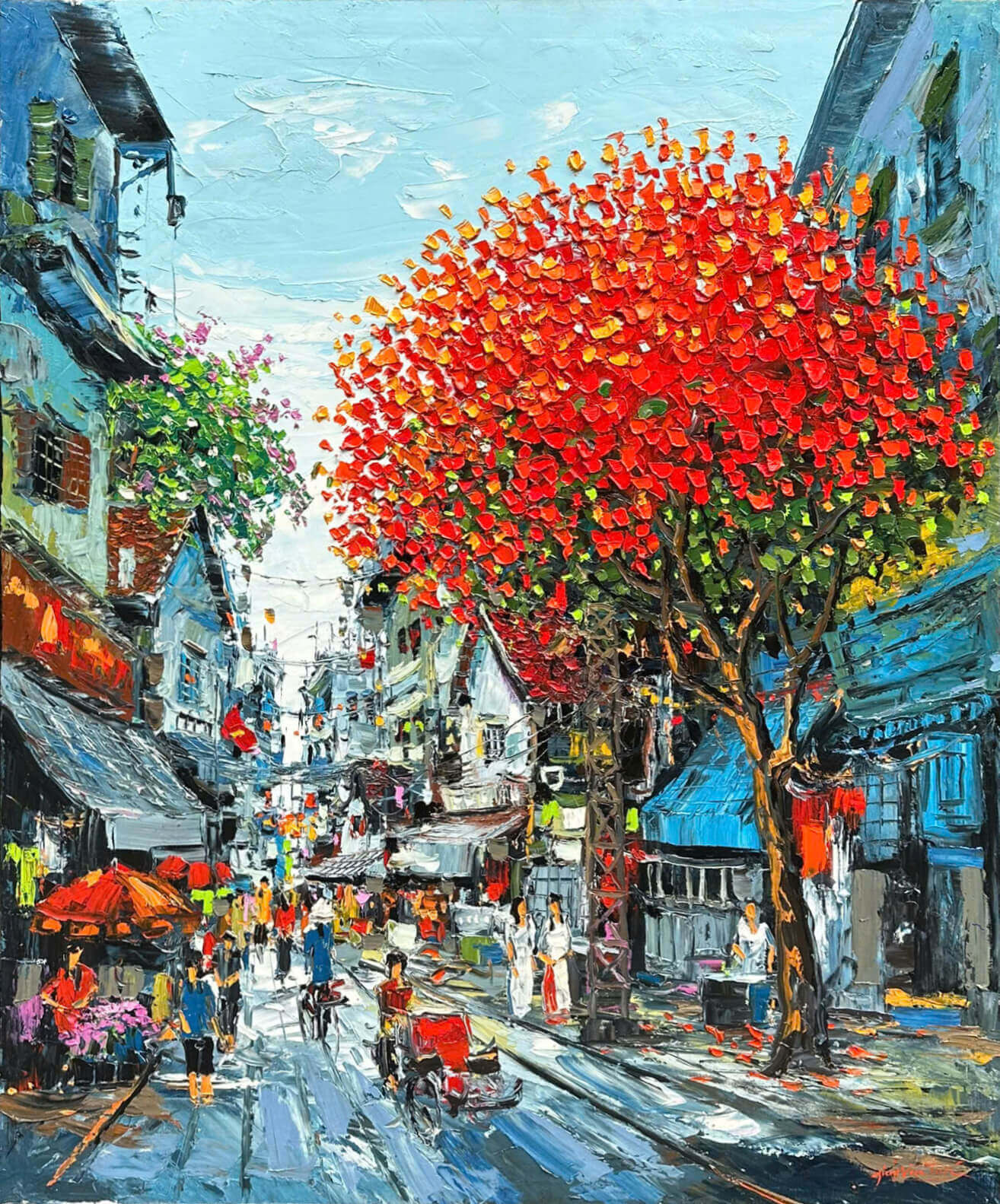 Autumn Street III - Oil Painting by Artist Giap Van Tuan
