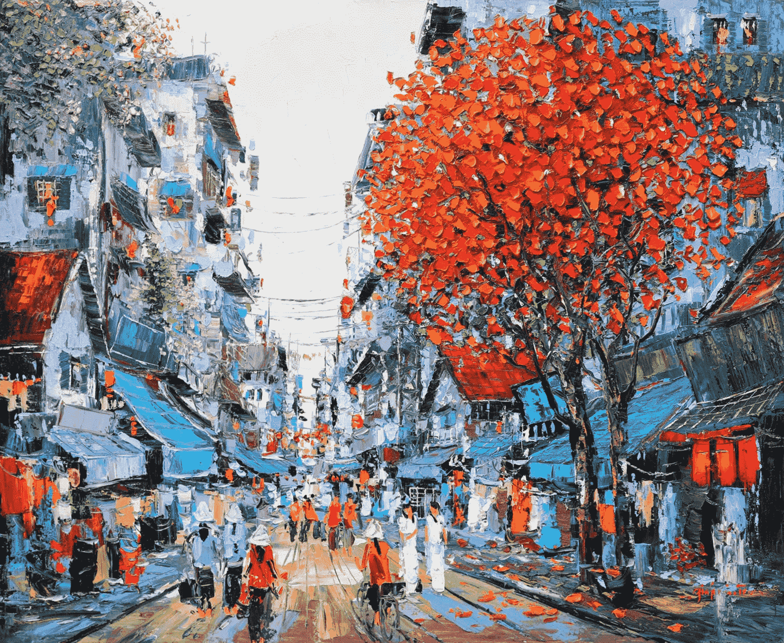 Autumn Street IV - Oil Painting by Artist Giap Van Tuan