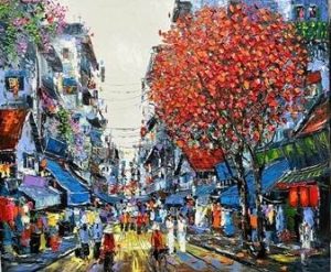 Autumn Street IV - Oil Painting by Artist Giap Van Tuan