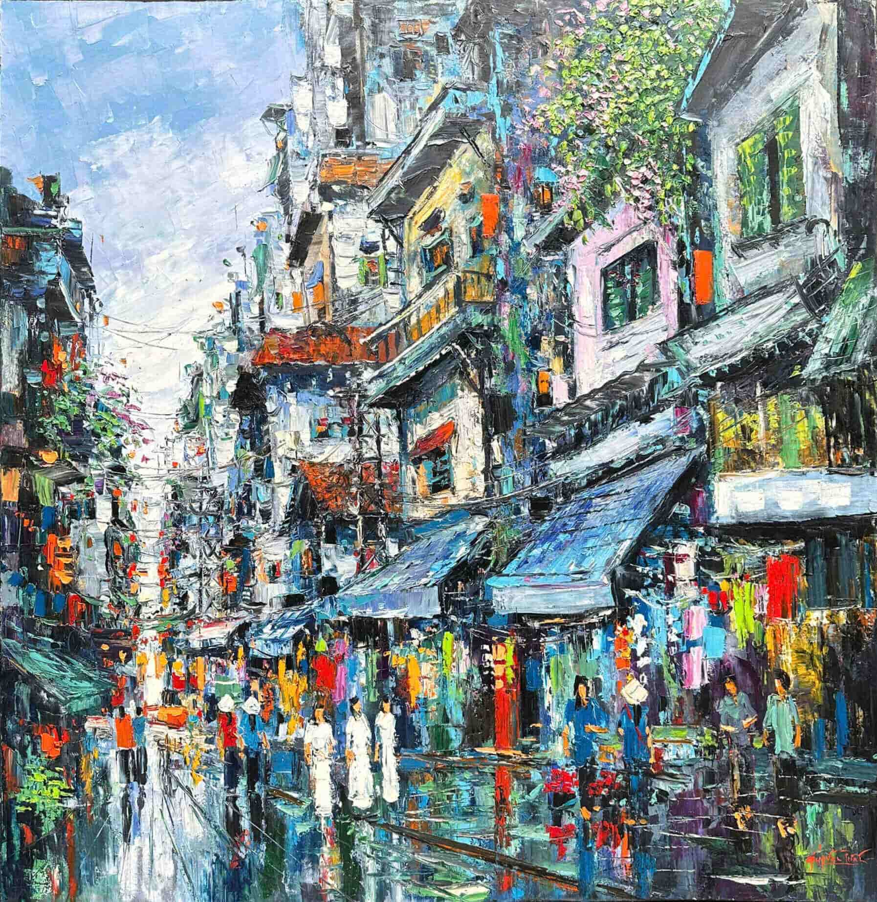 Autumn Street V - Oil Painting by Artist Giap Van Tuan