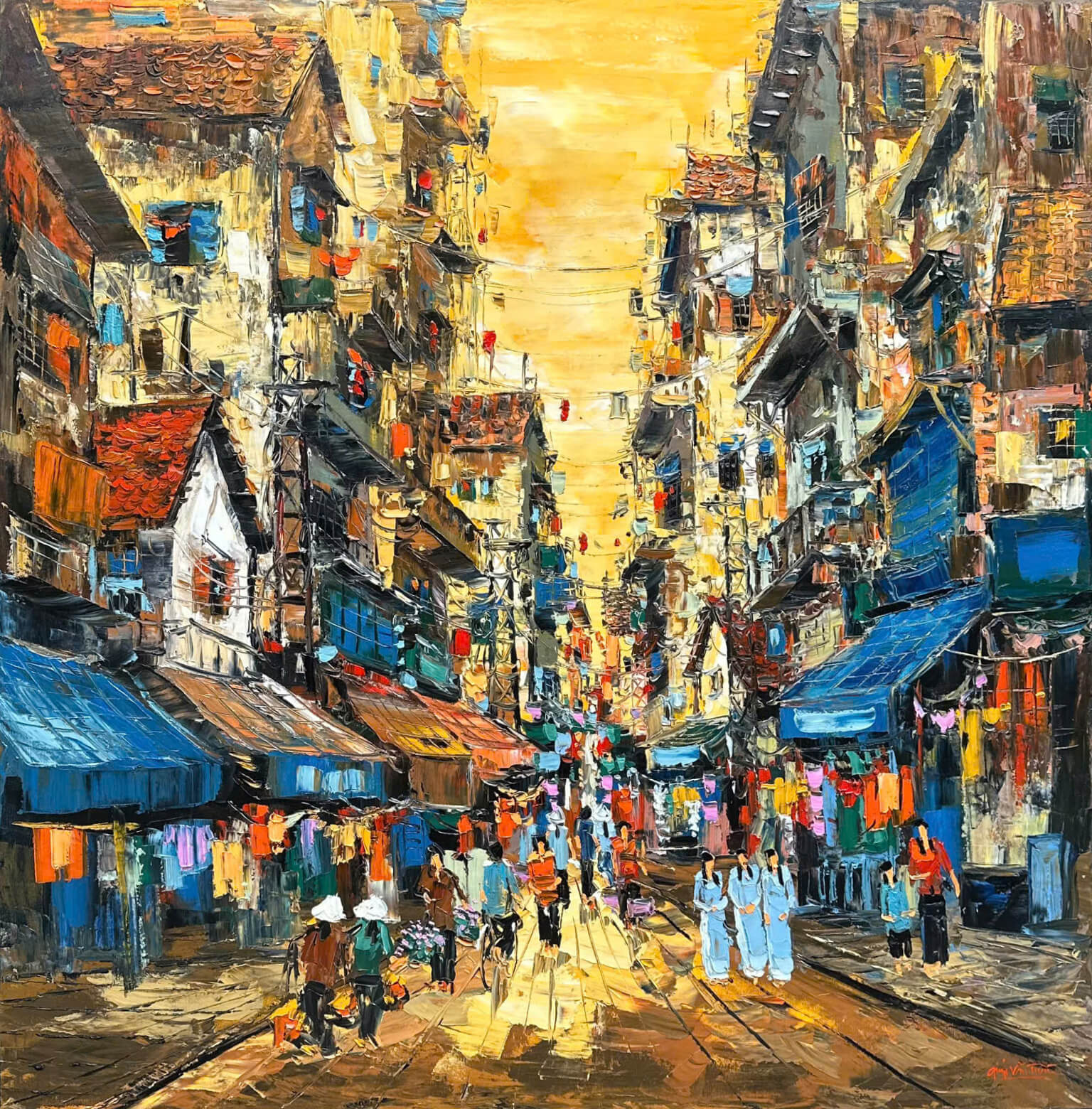 Autumn Street - Oil Painting by Artist Giap Van Tuan