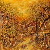 Hang Buom street Vietnamese Lacquer painting by artist Nguyen Hong Giang