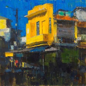 Hang Duong Street Corner II - Vietnamese Oil Painting by Artist Pham Hoang Minh