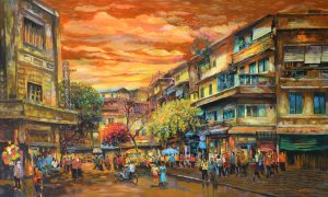 Hang Gai Street - Vietnamese Oil Painting by Artist Giap Van Tuan