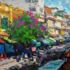 Hang Ngang Street - Vietnamese Oil Painting by Artist Le Huong