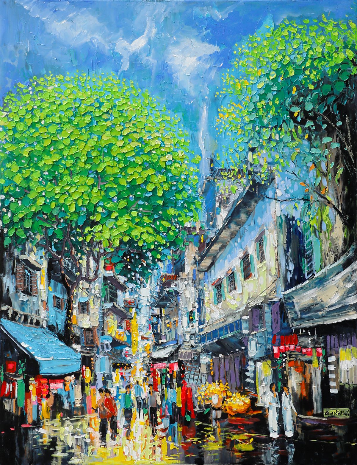 Hanoi Autumn I - Vietnamese Oil Painting by Artist Giap Van Tuan