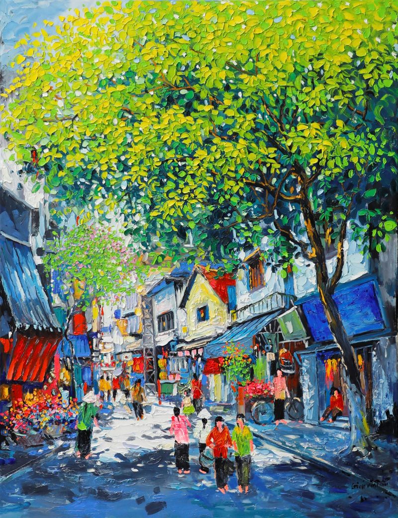 Hanoi Autumn II - Vietnamese Oil Painting by Artist Giap Van Tuan