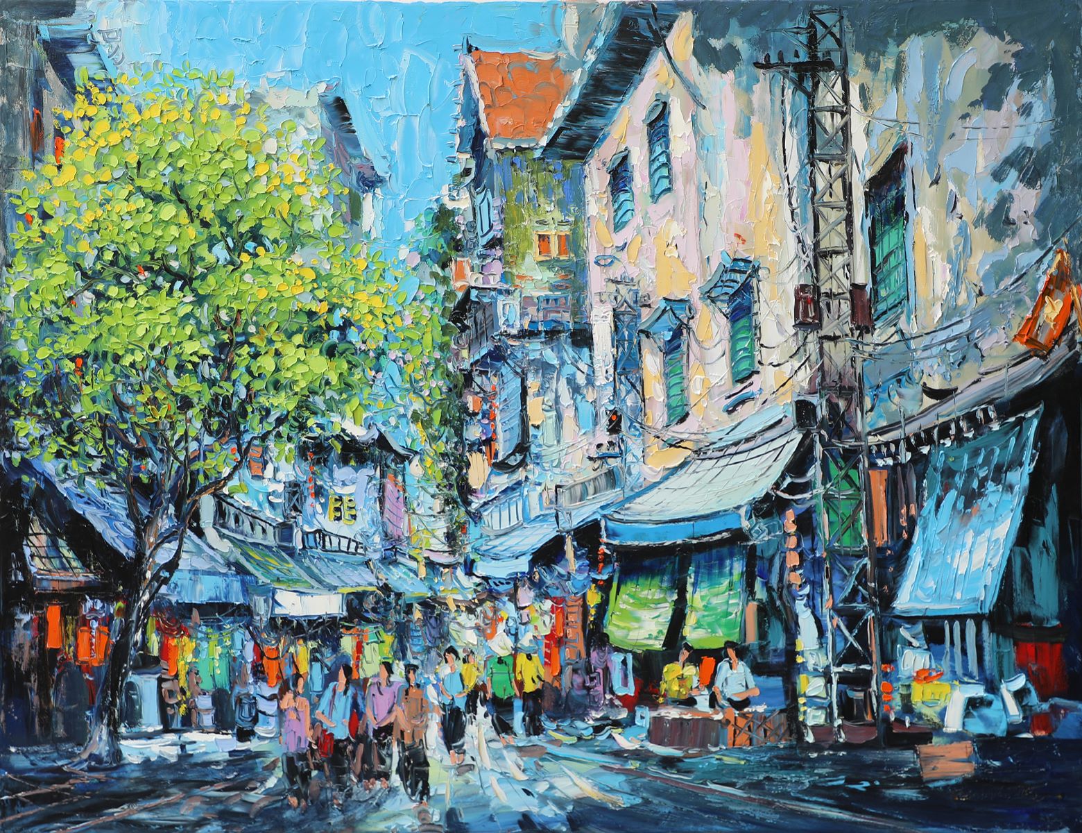Hanoi Autumn III - Vietnamese Oil Painting by Artist Giap Van Tuan