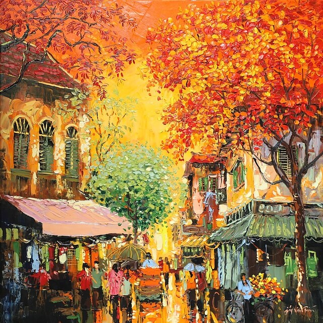 Hanoi Autumn IV oil on canvas painting by artist Giap Van Tuan