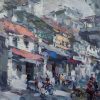 Hanoi Old Street - Vietnamese Lacquer Painting by Artist Pham Hoang Minh