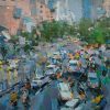 Hanoi Rush Hour III - Vietnamese Oil Painting by Artist Pham Hoang Minh