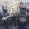 Hanoi Street Lights Up II - Vietnamese Oil Paintings by Artist Pham Hoang Minh