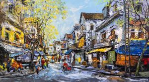 Hanoi in Fall - vietnamese acrylic paintings