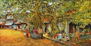 Hanoi of the Old Days - Vietnamese Lacquer Paintings by Artist Giap Van Tuan