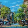 Hanoi on a Sunny Day - Vietnamese Oil Painting by Artist Giap Van Tuan