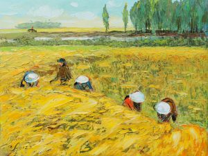 Harvest III - Vietnamese Oil Painting by Artist Dang Dinh Ngo