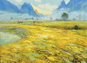Harvest V - Vietnamese Oil Painting by Artist Dang Dinh Ngo