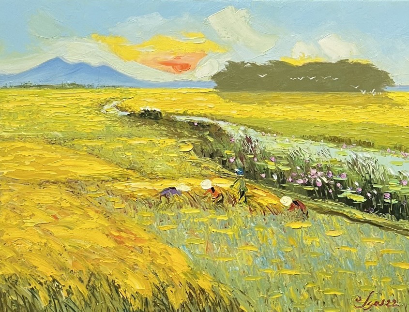 Harvest VI - Vietnamese Oil Painting by Artist Dang Dinh Ngo