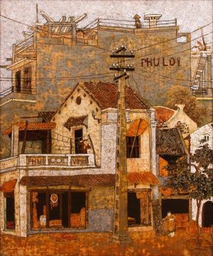 Hanoi Bird Nesting Season - Vietnamese Lacquer Painting by Artist Le Khanh Hieu