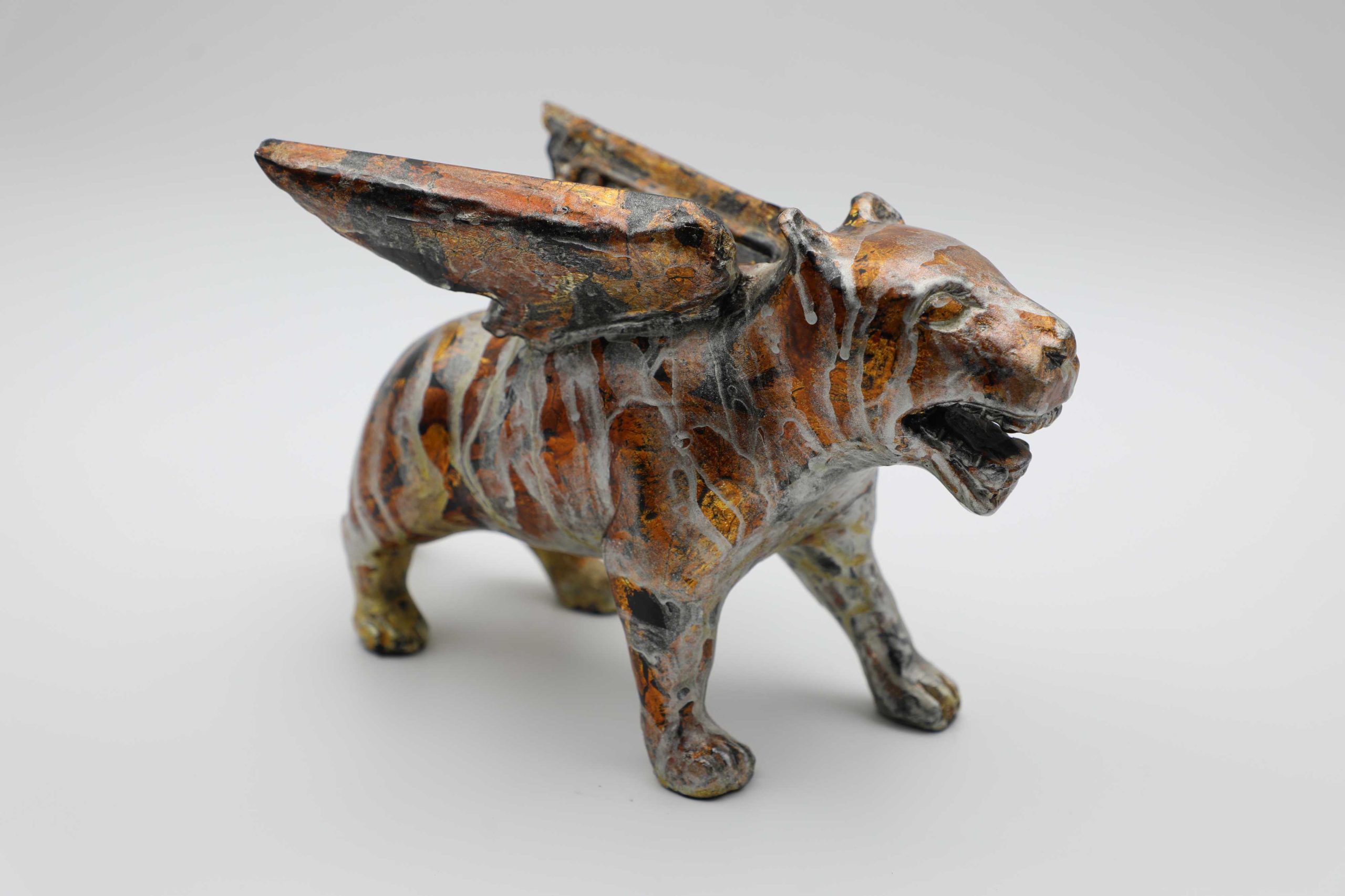 Winged Tiger V - Lacquer artwork by artist Nguyen Tan Phat
