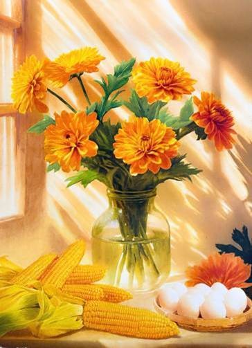Gerbera Daisy - Watercolour Painting By Artist Nguyen Dinh Lam