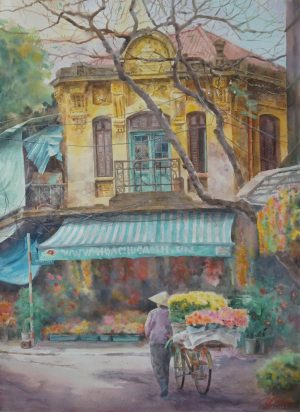 Blossoms Swaying Over the Street - Artist Duc Tien