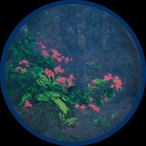 Bleeding Heart Vine - Vietnamese Lacquer Painting by Artist Nguyen Thanh Chung
