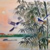 Sunset on Duong River Vietnamese Watercolor Painting By Artist Nguyen Phuong