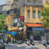 Hoi Vu Ward - Vietnamese Oil Painting Street by Artist Pham Hoang Minh