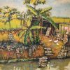 Home Love - Vietnamese Lacquer Painting by Artist Nguyen Xuan Viet
