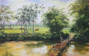 Home Memory - Vietnamese Oil Painting by Artist Bui Manh Tuan