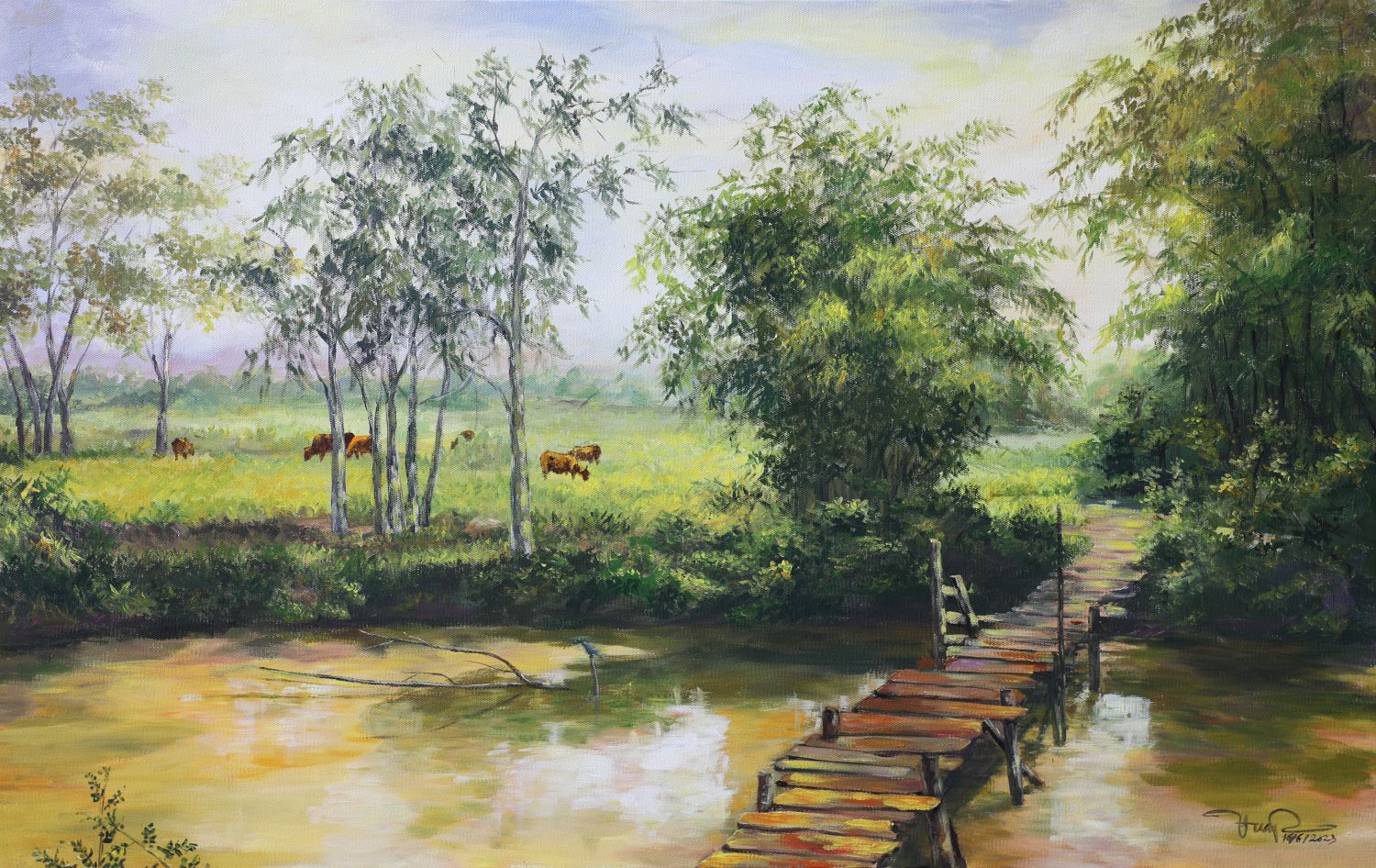 Home Memory - Vietnamese Oil Painting by Artist Bui Manh Tuan